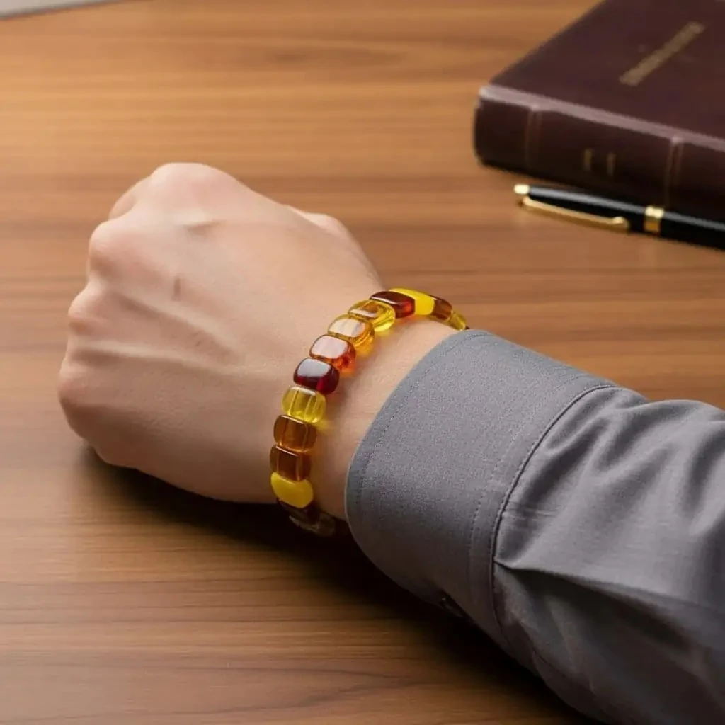 Yetişkin Ateş Kehribar Renk Karması Üst Düzey Unisex Yetişkin Kehribar Bileklik